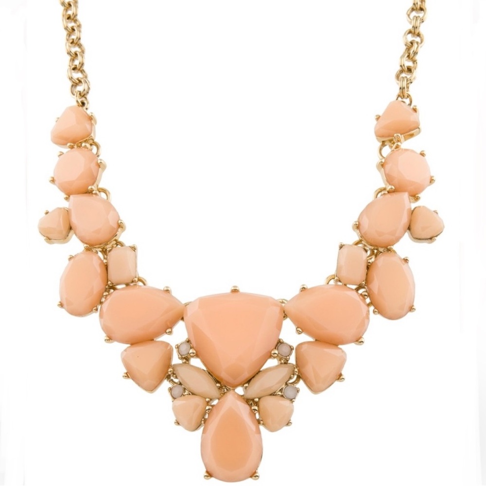 Kate Spade Chunky Peach Stone Statement Necklace 12k Gold Plated